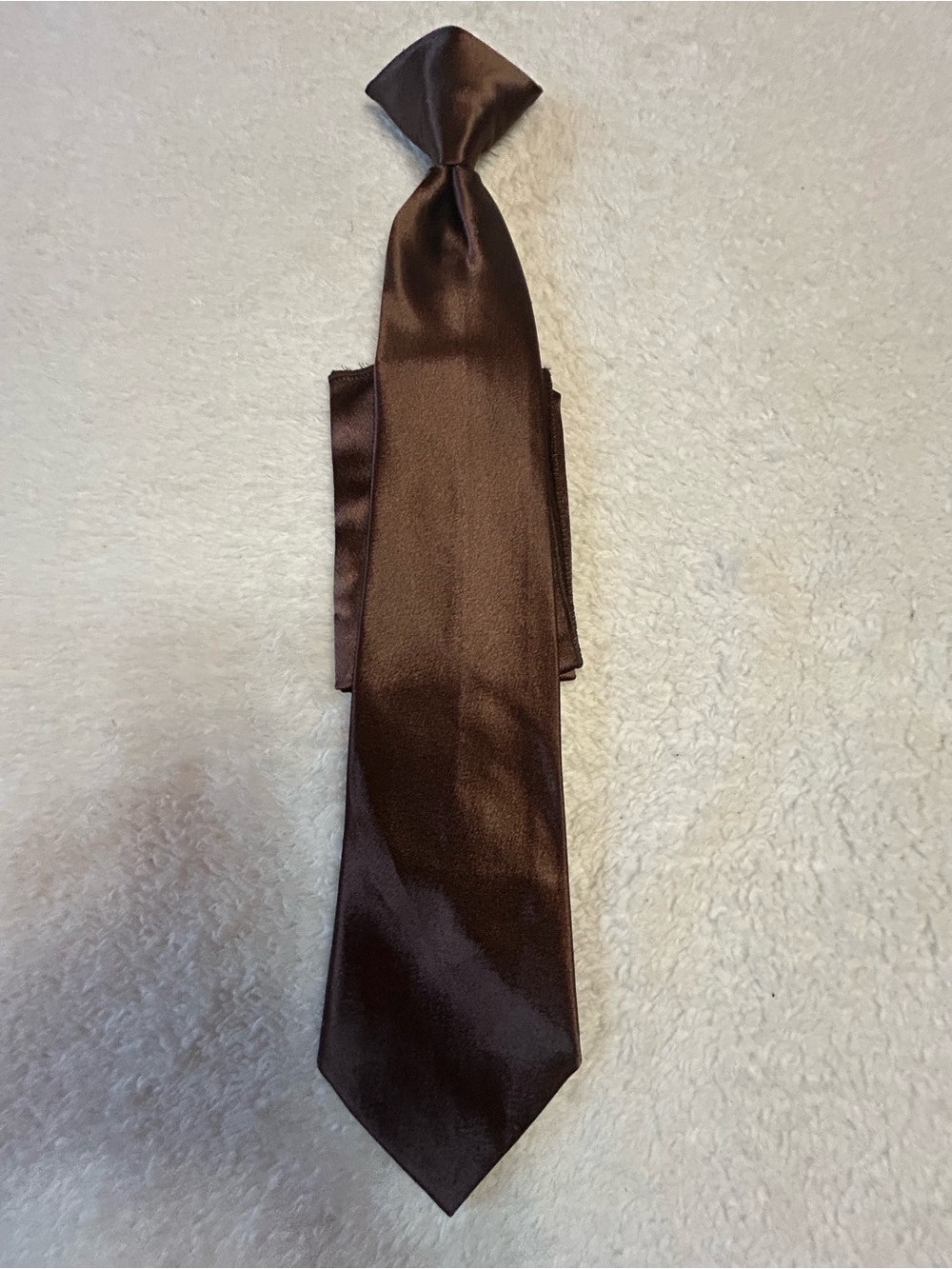 🎁3 for $30 - Classic Brown Kids Clip-On Tie with pocket sqare